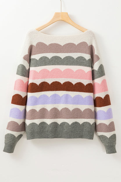 Stripe Balloon Sleeve Sweater