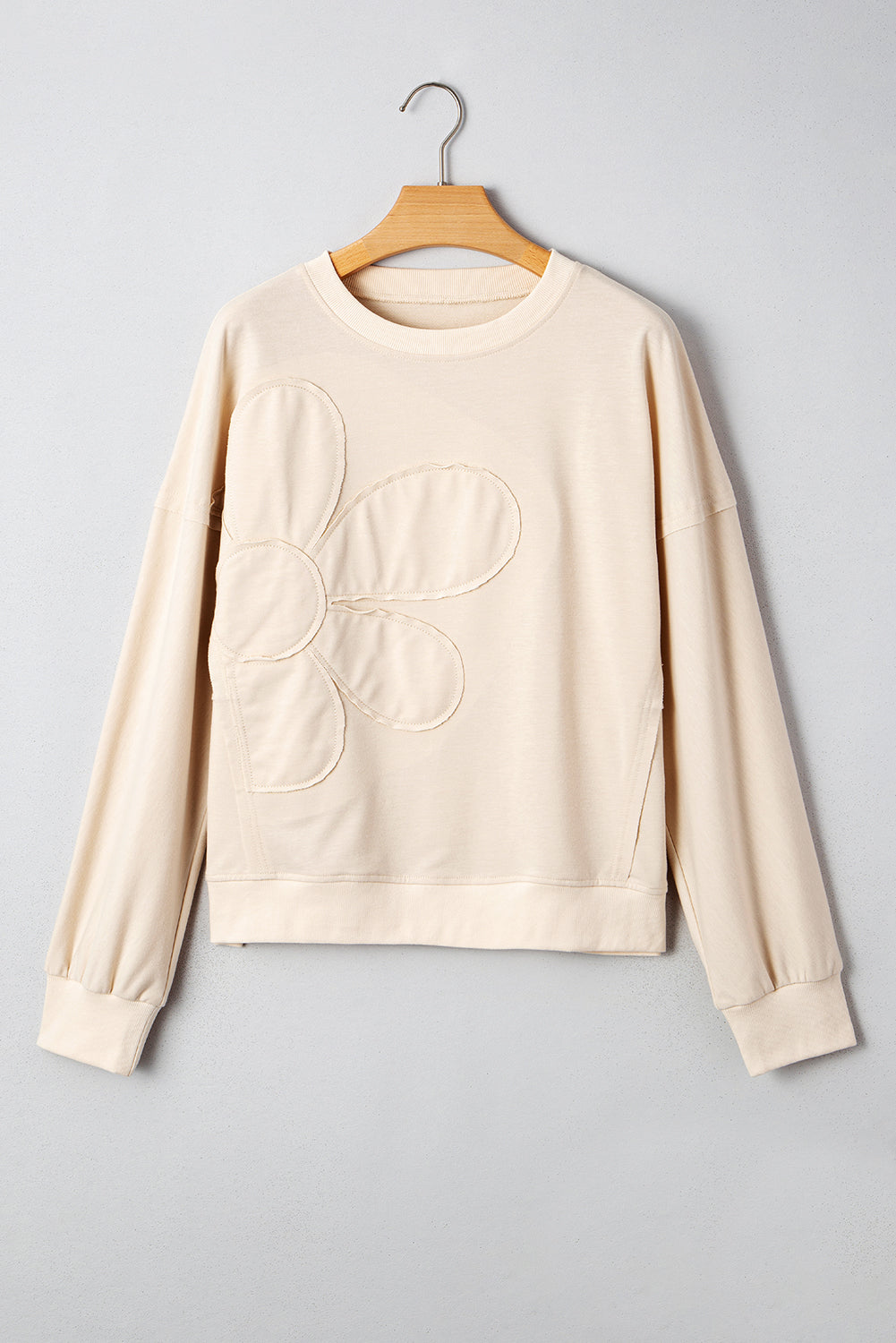 Flower Patchwork Raw Edge Drop Shoulder Top