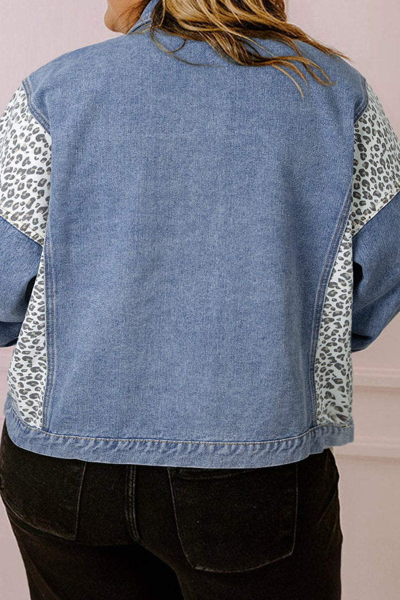 Leopard Denim Jacket Plus Size