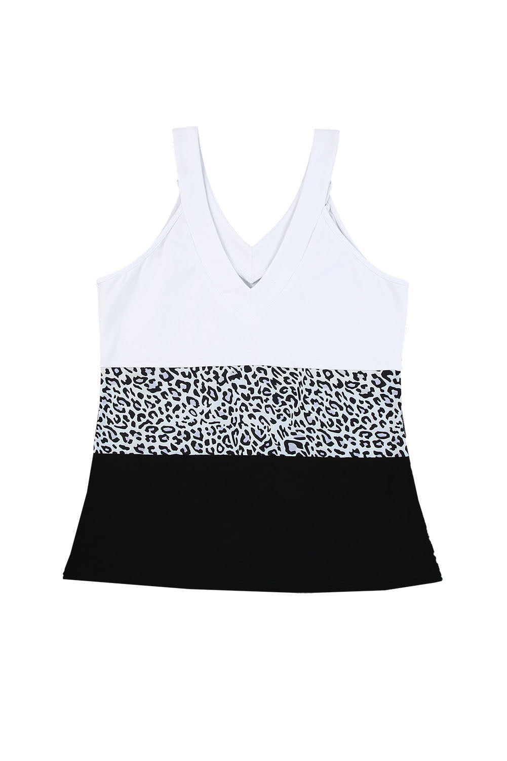 Leopard Colorblock V-Neck Tank Top