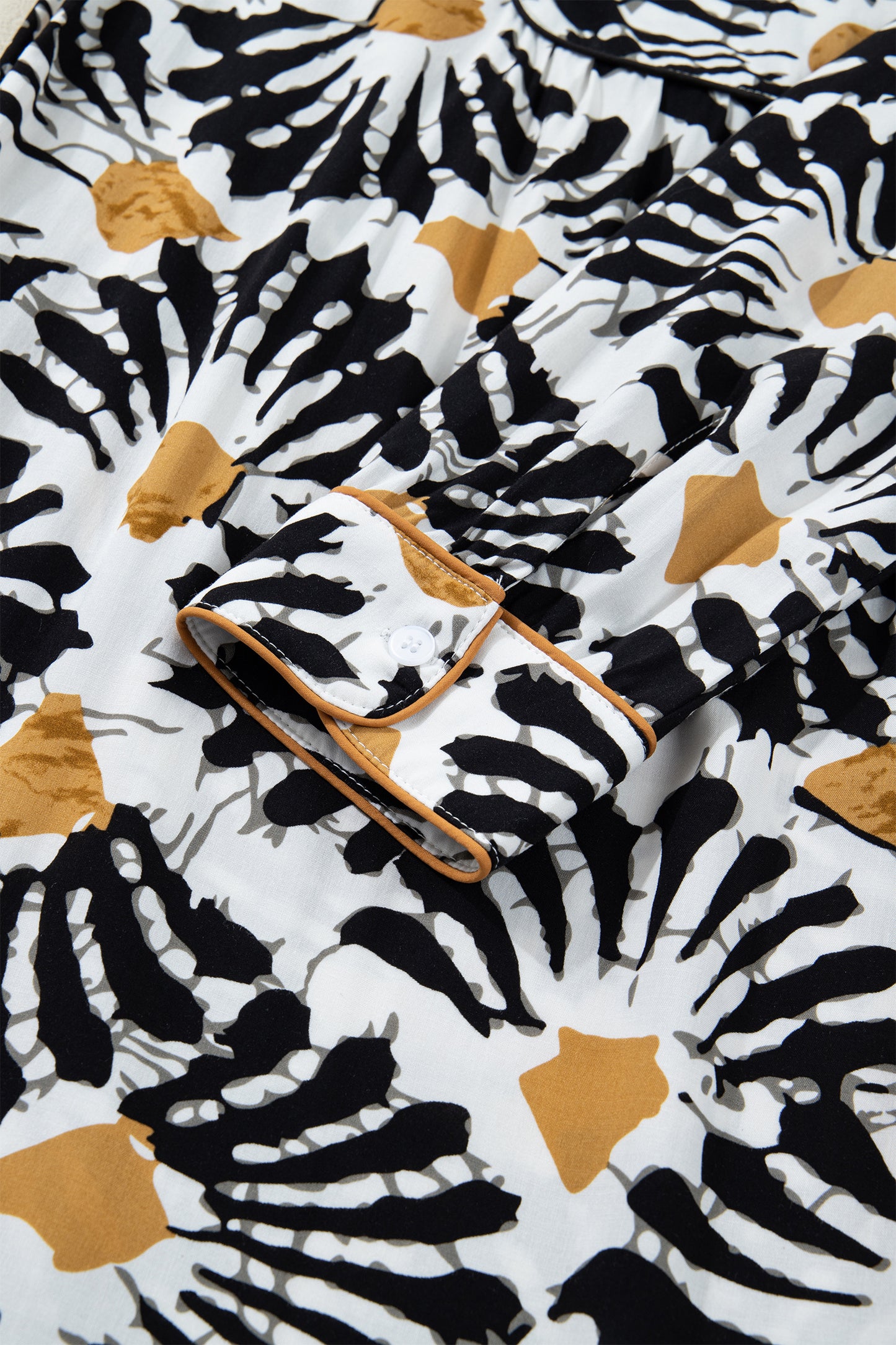 Abstract Floral V-Neck Long Sleeve Maxi Dress