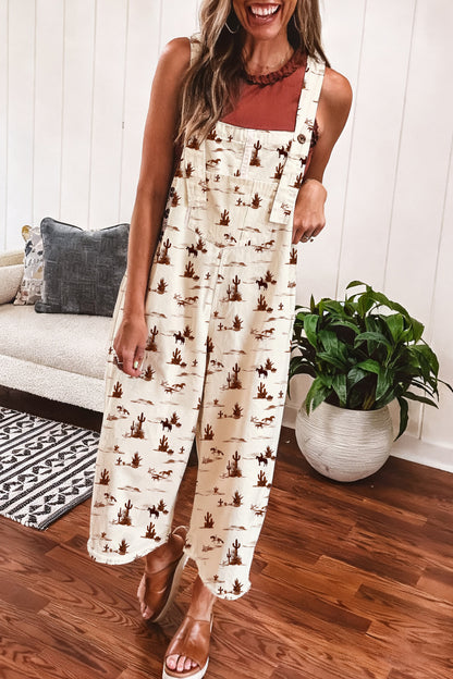 Western Adjustable Buttoned Strap Dungaree Jumpsuit