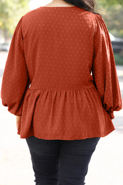 Swiss Dot Wrap Blouse Plus Size