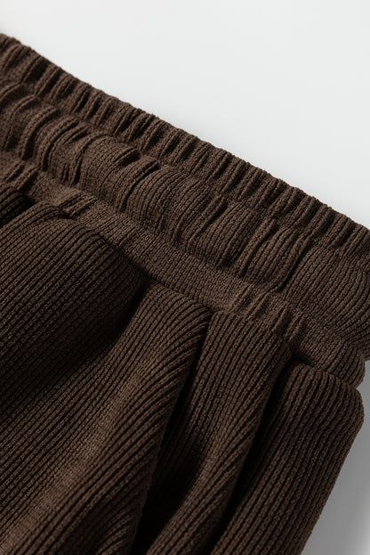 Solid Textured Knit Pullover and Shorts Set