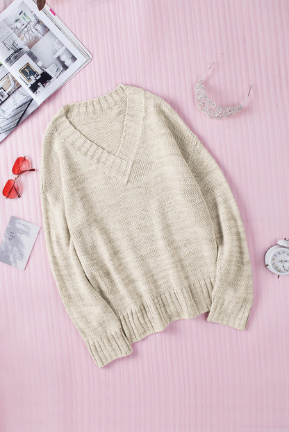 Drop Shoulder V-Neck Sweater