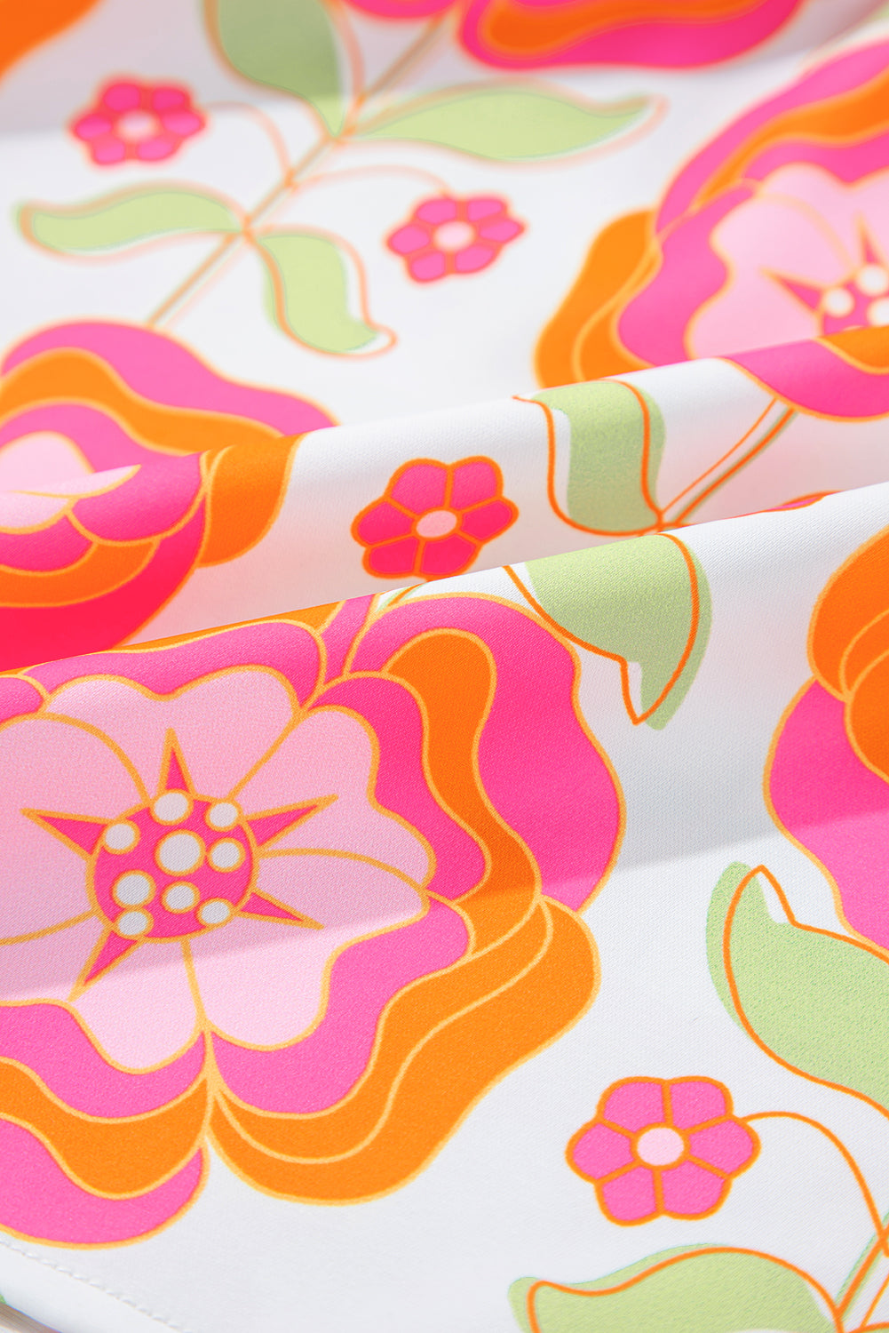 Floral Ricrac Trim  Ruffle Sleeve Blouse