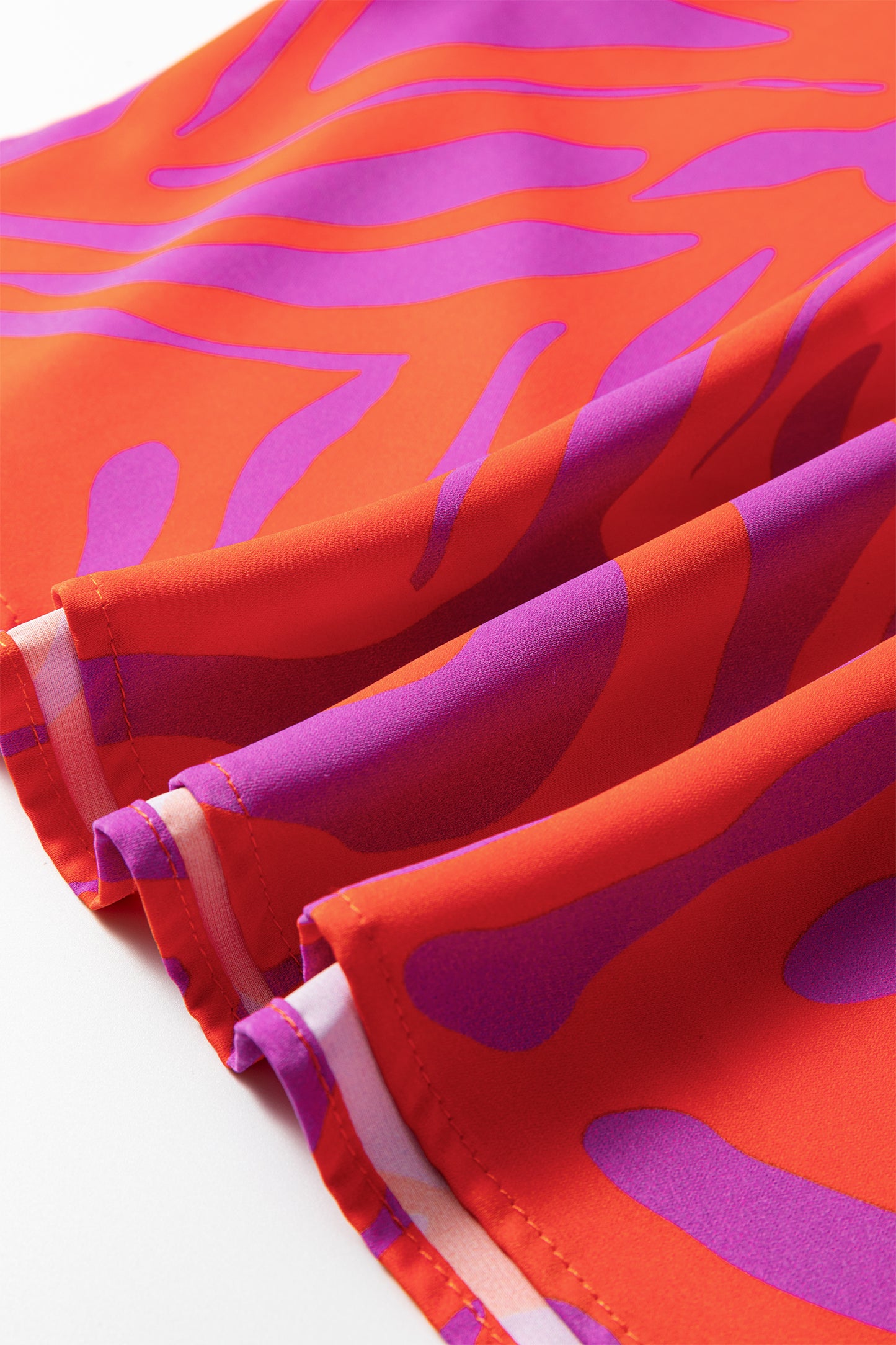 Abstract V-Neck Cuffed Short Sleeve Blouse