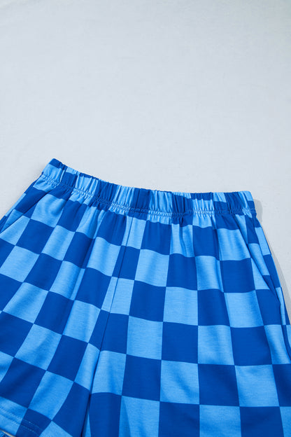 Checker Long Sleeve Crop Top & Shorts Set