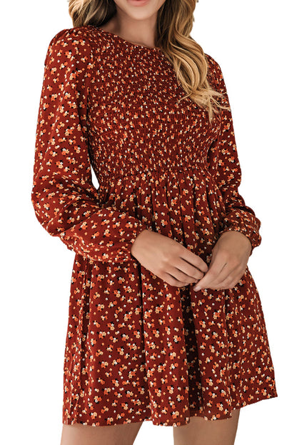 Floral Smocked Long Sleeve Dress