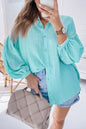 Solid Puff Sleeve Buttoned Shirt