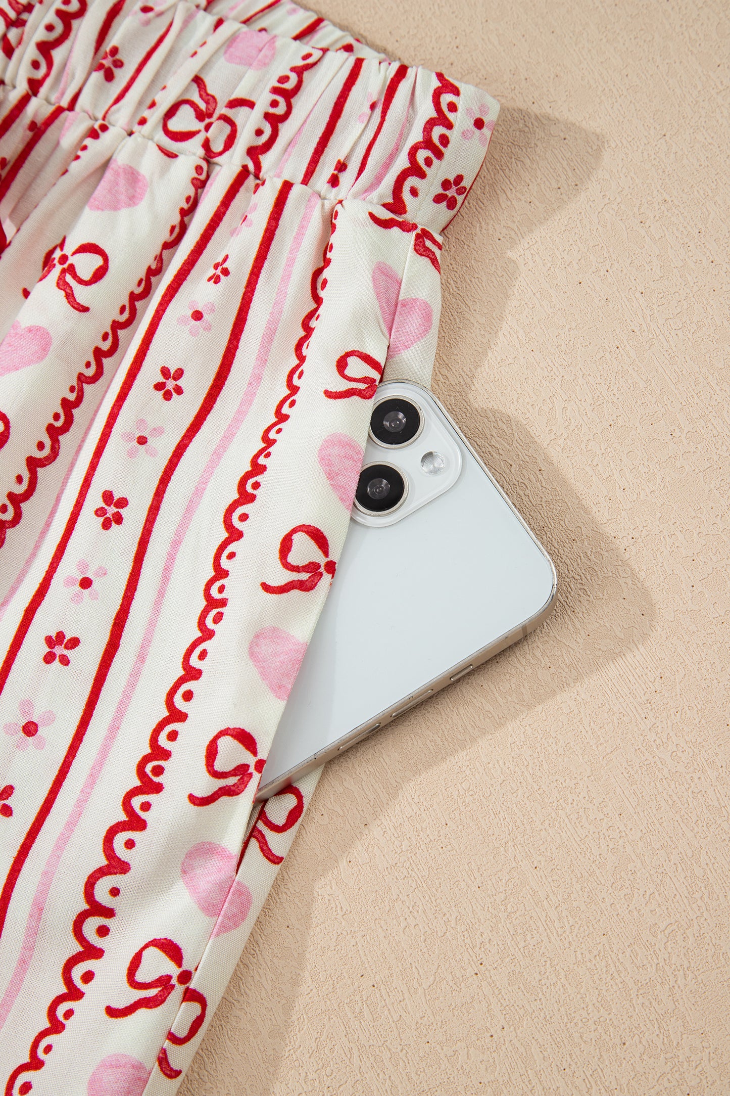 Valentine Heart Bow Shirt and Shorts Pajama Set