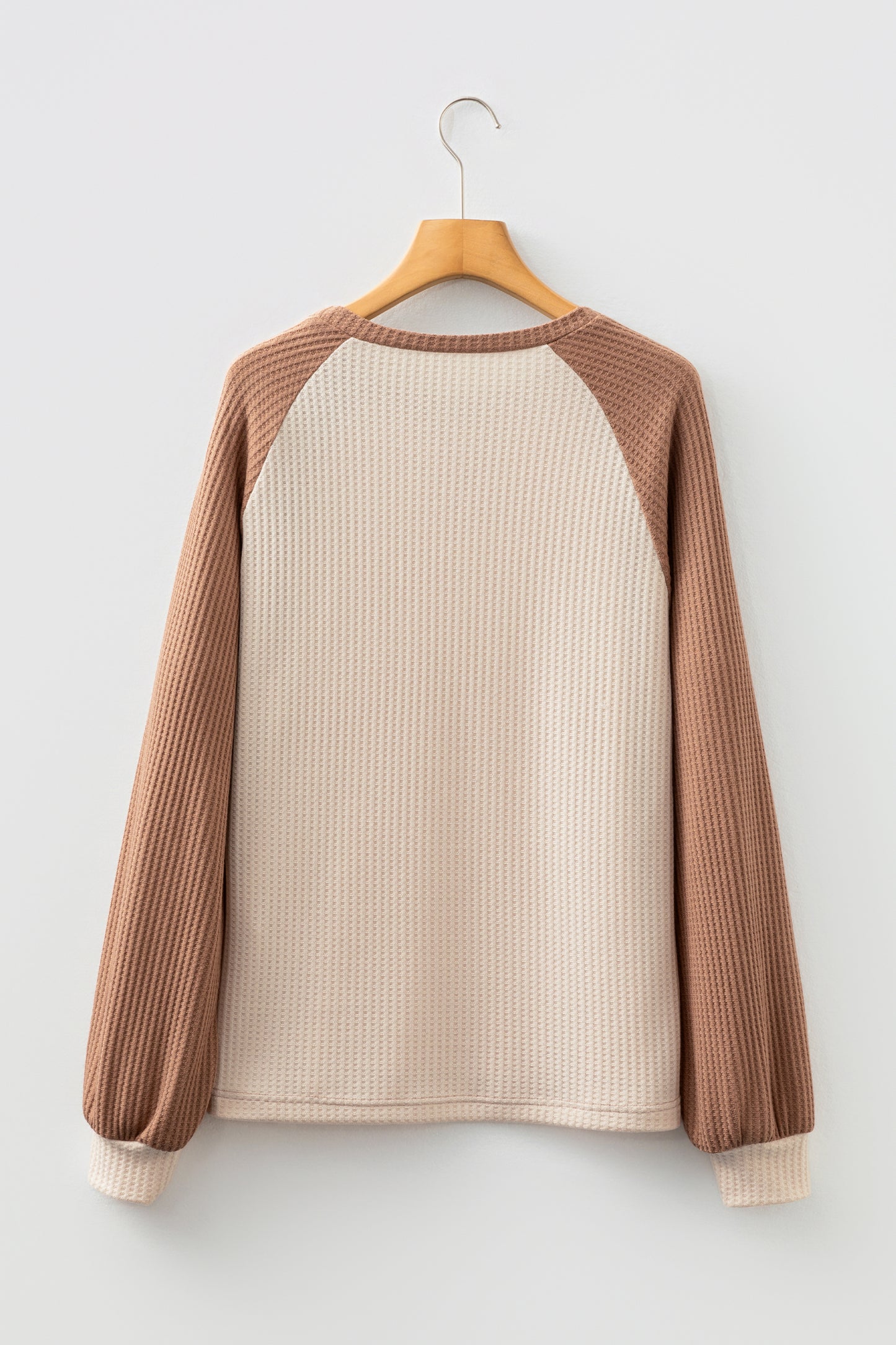 Colorblock Waffle Knit Raglan Sleeve Top