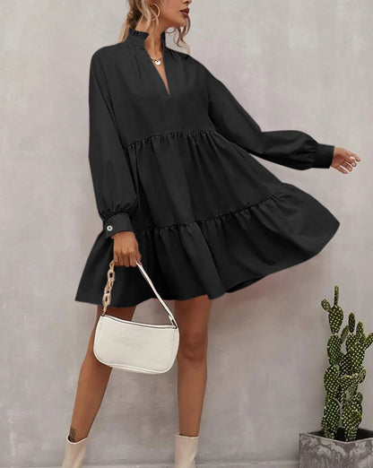 Frilled Long Sleeve Ruffle Dress