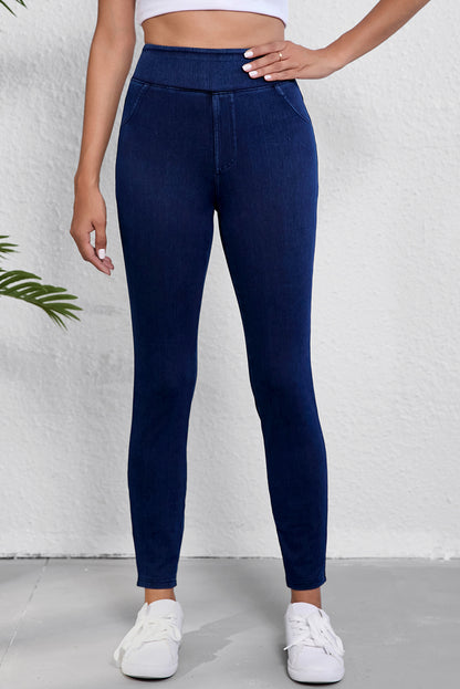 Solid Color High Waist Stretchy Jeggings