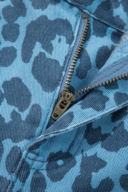 Leopard High Waist Straight Jeans