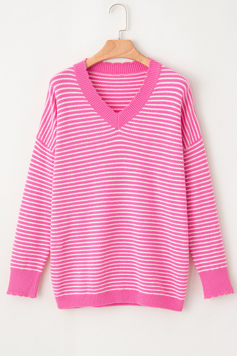 Stripe Drop Shoulder V-Neck Sweater