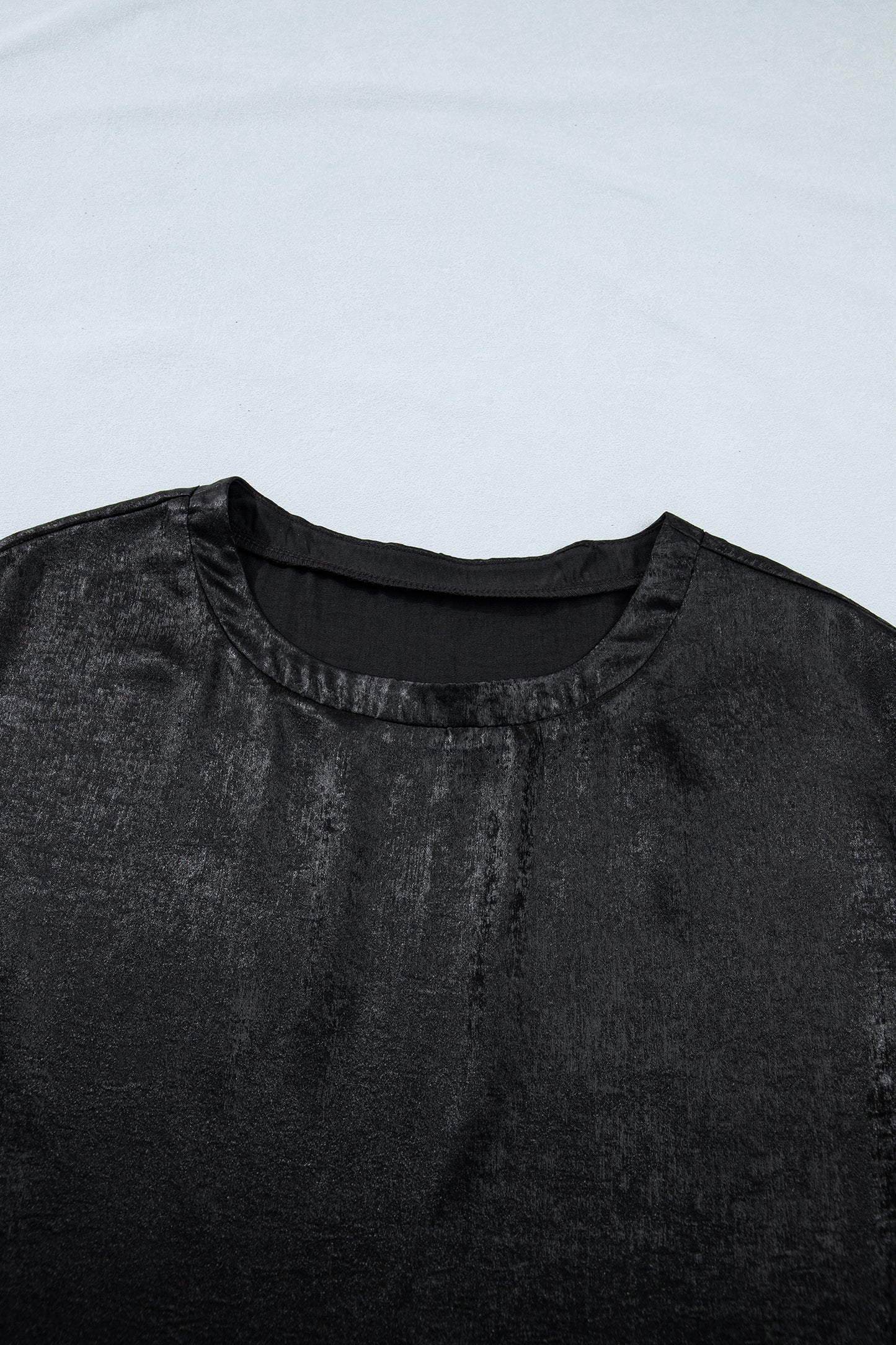 Metallic Round Neck Cap Sleeve Tee