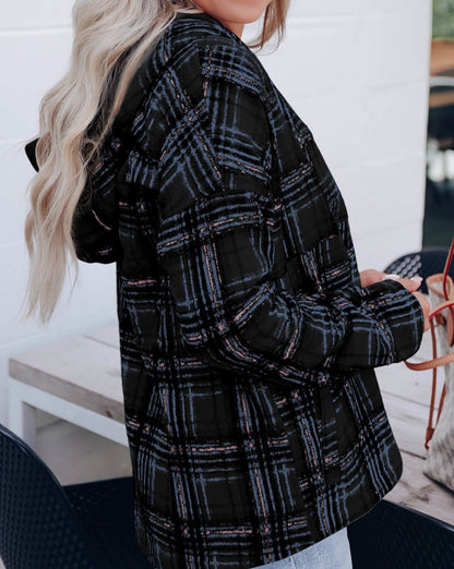 Plaid Pocketed Pullover Hoodie