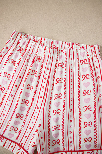 Bow Heart Top and Shorts Pajama Set