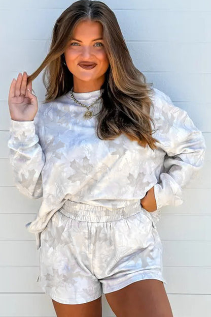 Camo Abstract Top and Elastic Waist Short Set