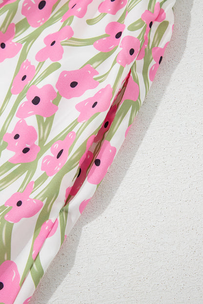 Floral Square Neck Ruffle Strap Maxi Dress