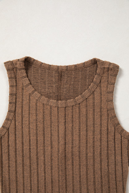 Solid Ribbed Knit Mineral Wash Tank Top