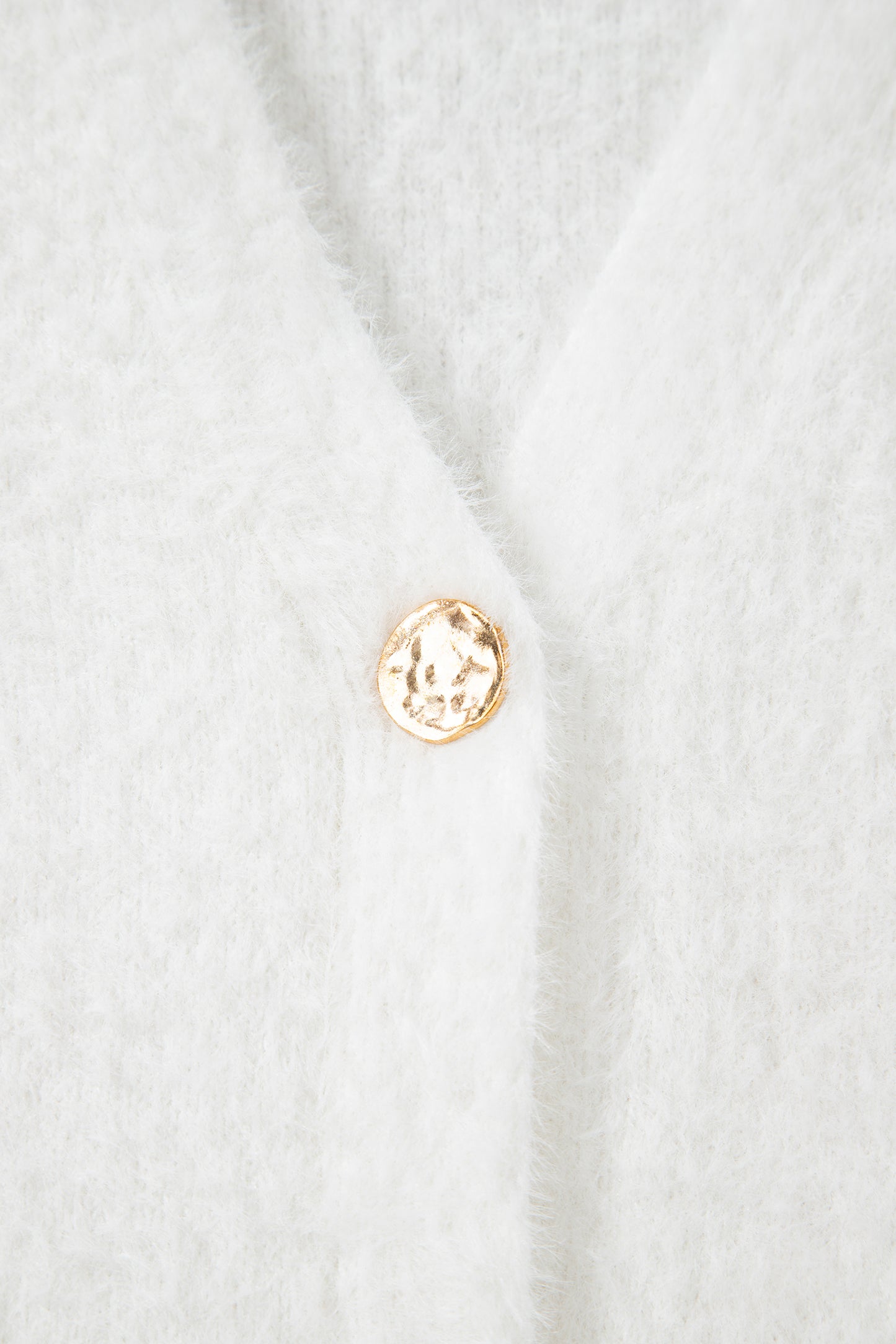 Solid Fuzzy Button-Front Cardigan