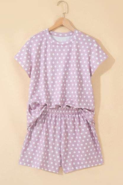 Polka Dot Relaxed Top & Drawning Shorts Set