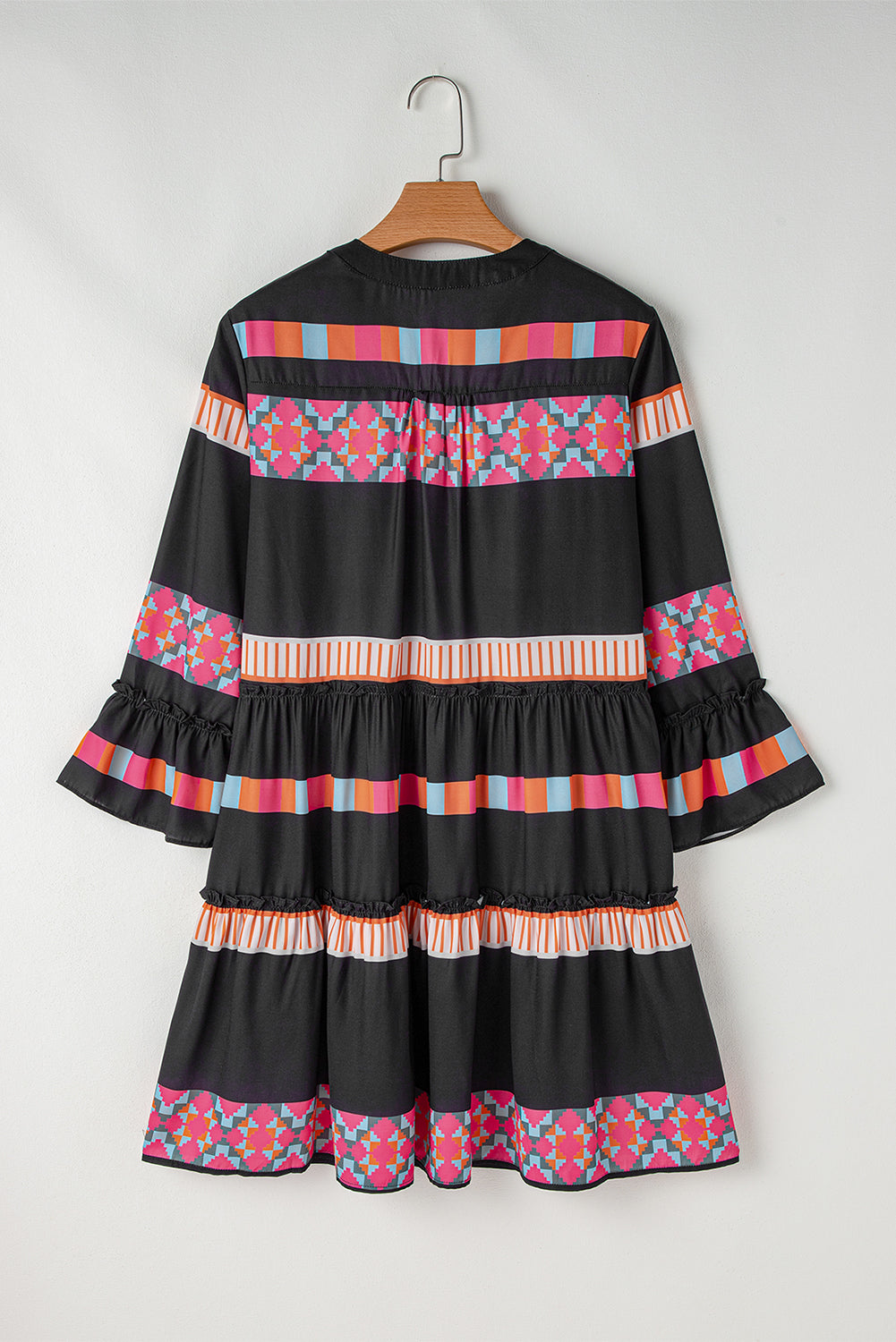 Boho Stripe Bell Sleeve Dress