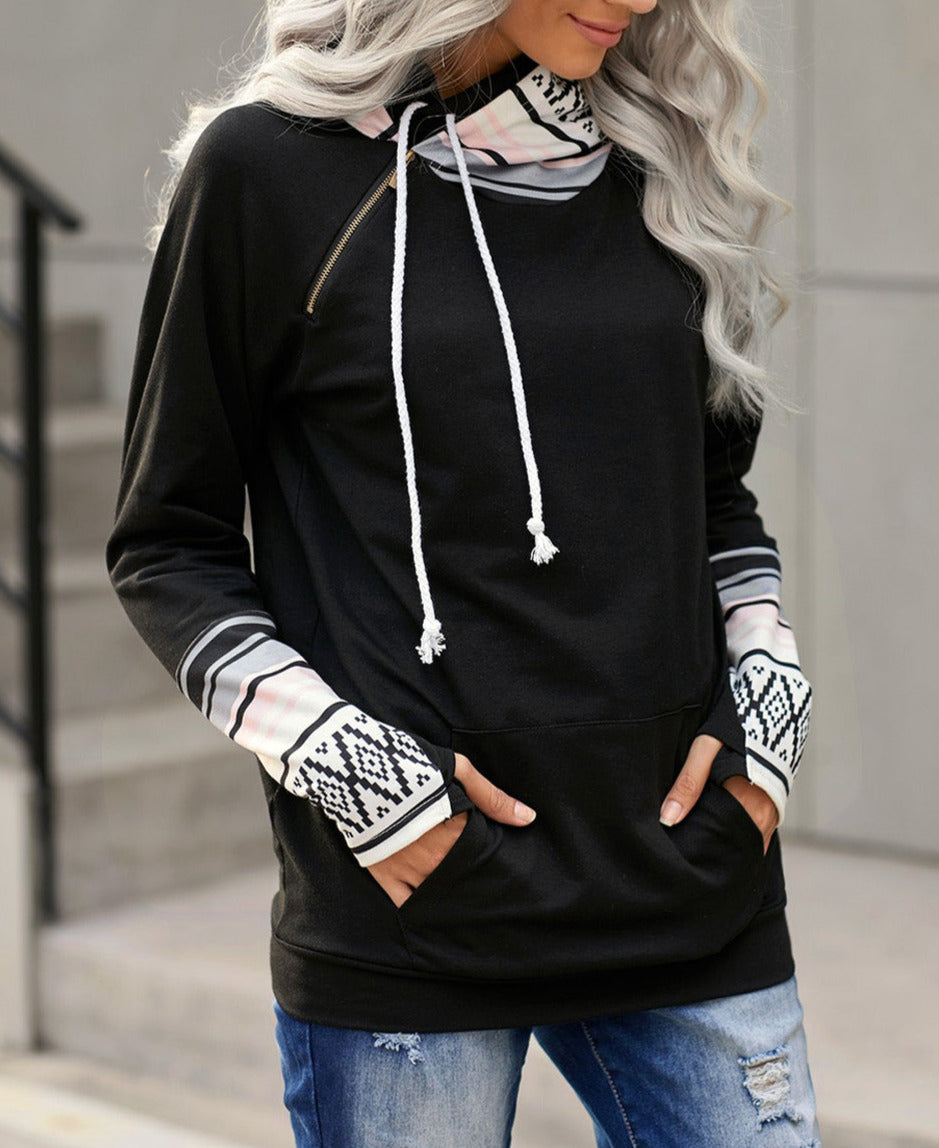 Colorblock Long Sleeve Pocketed Hoodie