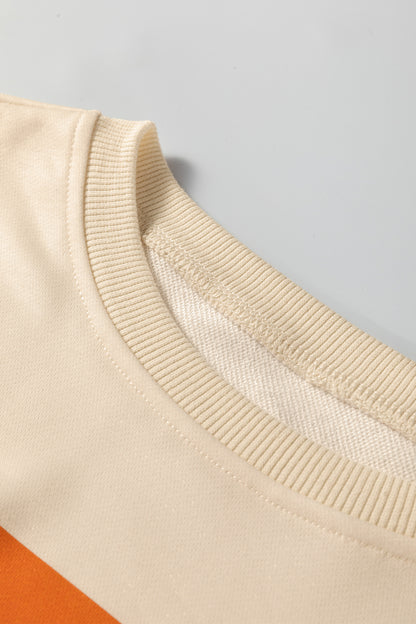 Stripe Puff Sleeve Pullover Sweatshirt