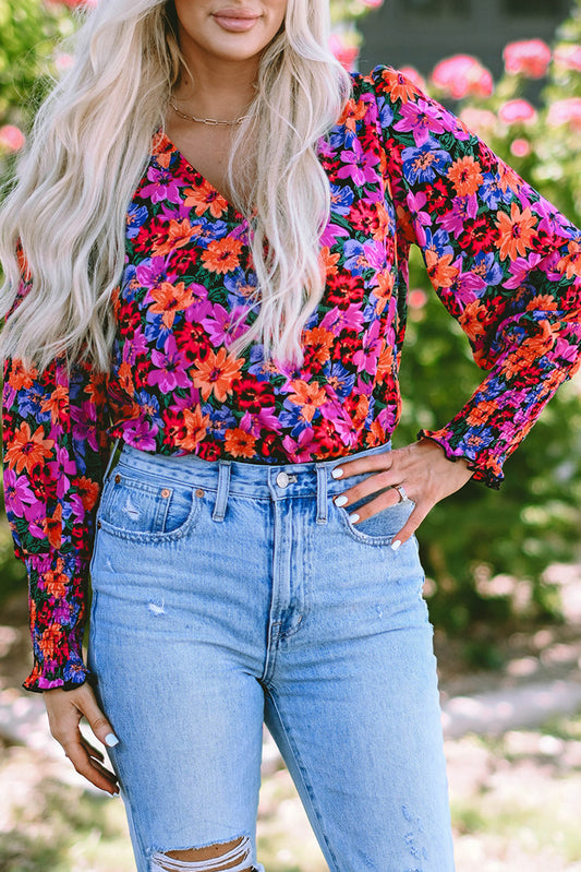 Floral Wrap Long Sleeve Bodysuit