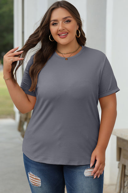 Solid Short Sleeve Crew Neck Tee
