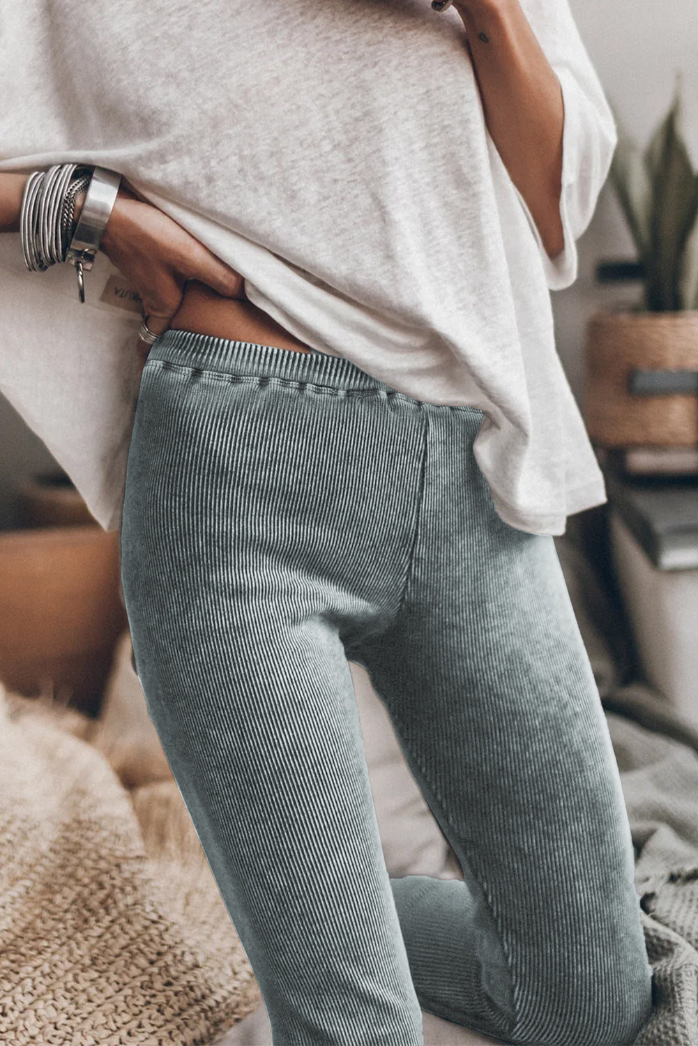 Vintage Washed Ribbed Leggings