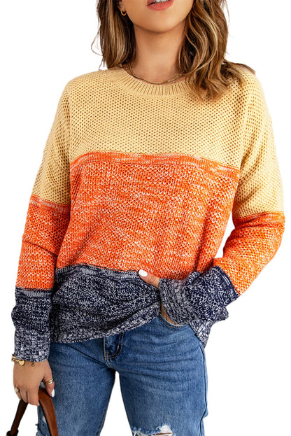 Colorblock Textured Pullover Sweater