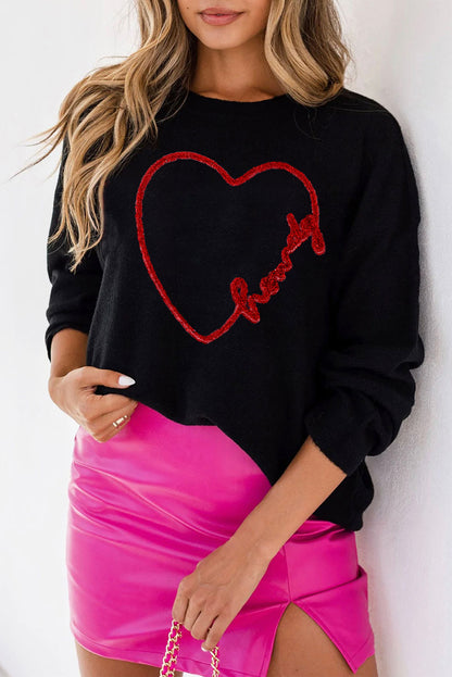 XOXO Heart Round Neck Sweater