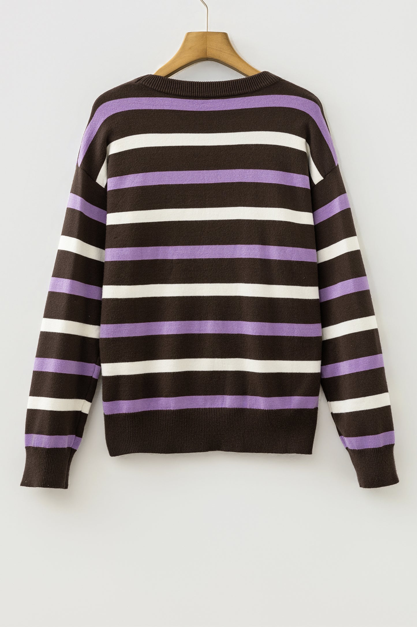 Floral Embroidered Stripe Drop Shoulder Sweater