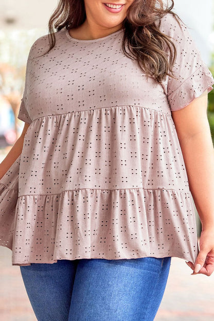 Plus Size Eyelet Ruffle Sleeve Top