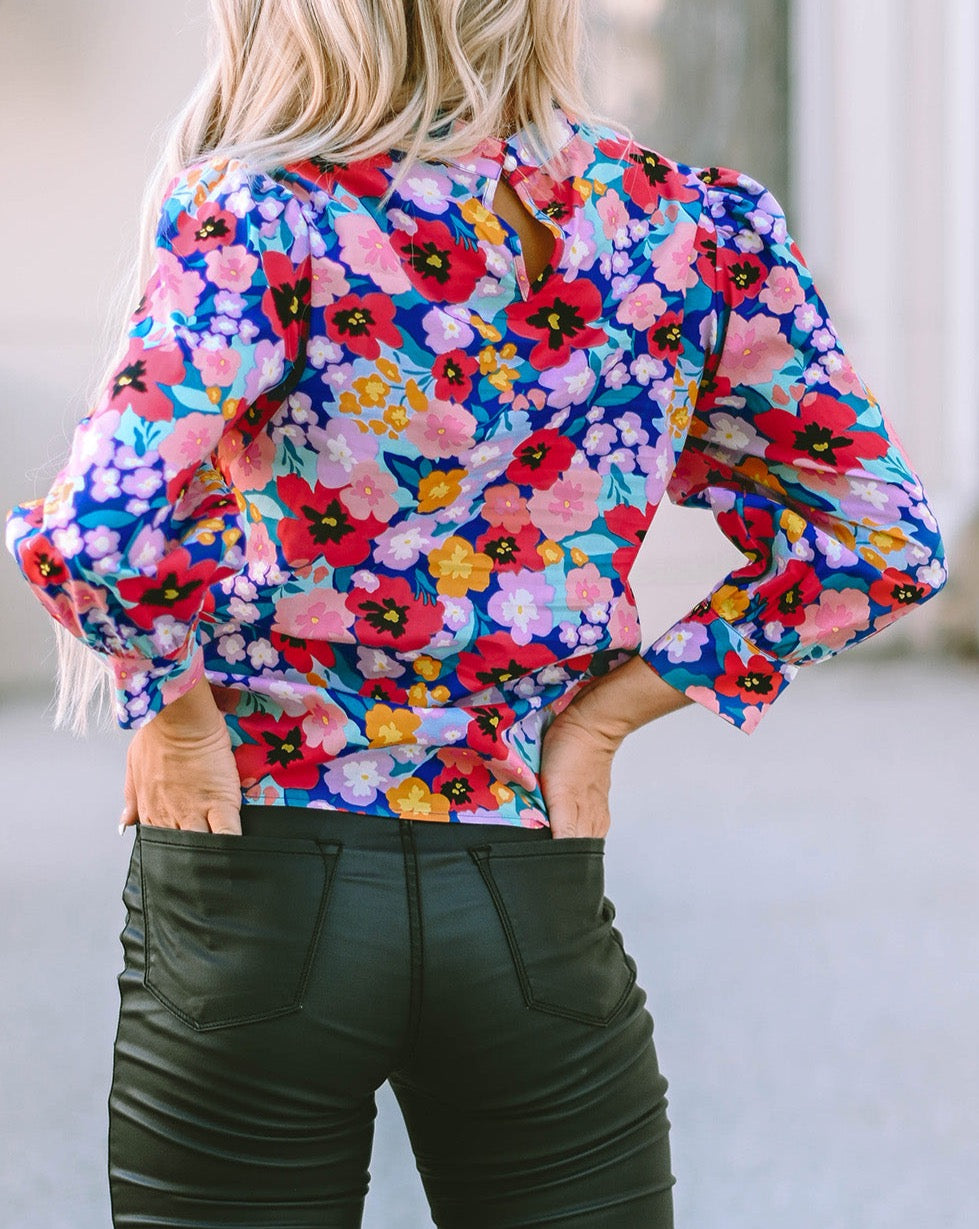 Floral Mock Neck Blouse