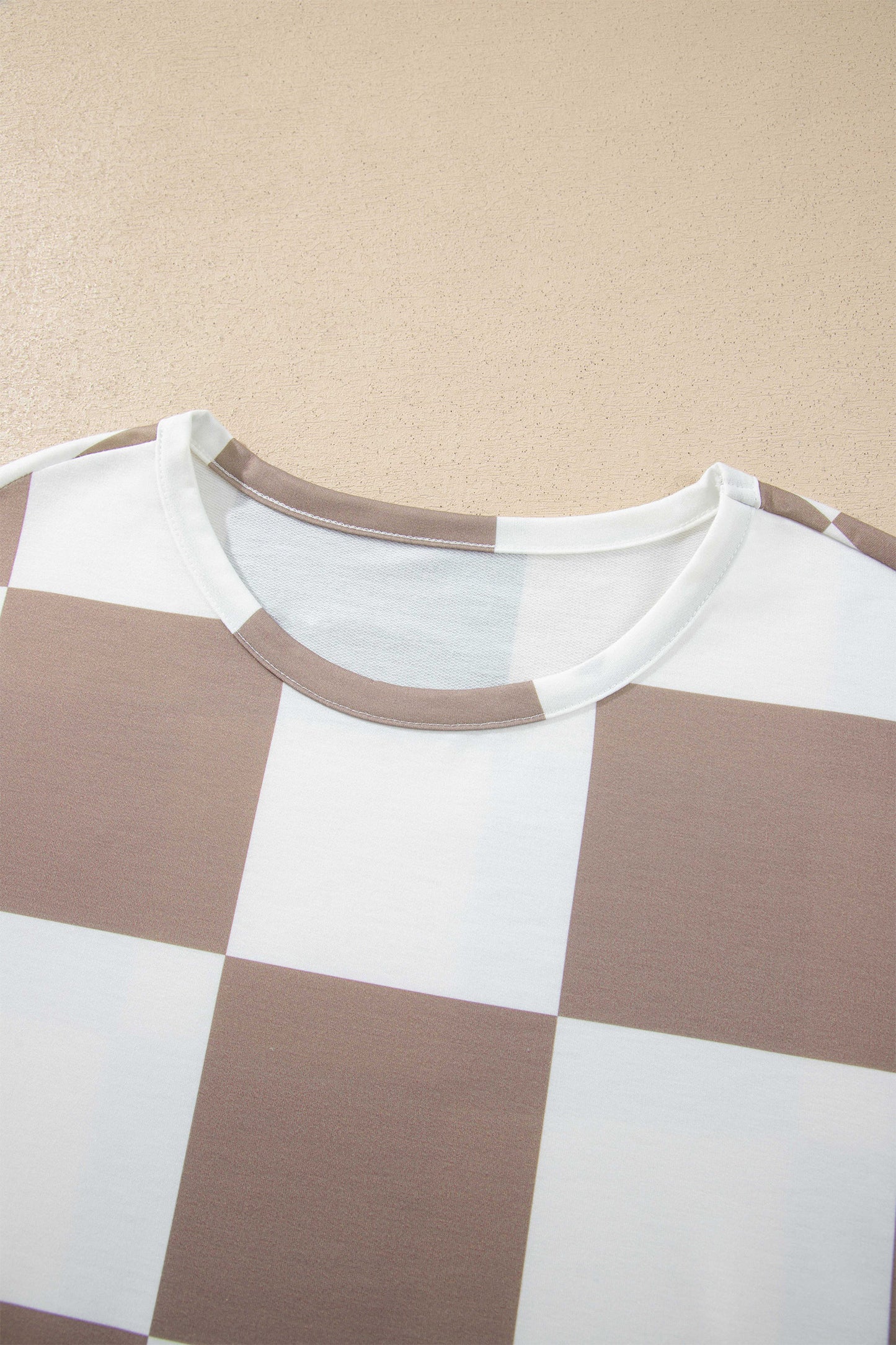 Checker Long Sleeve Top & Drawstring Shorts Set