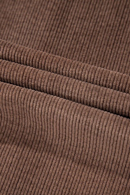 Solid Corduroy Button-Up Pocketed Shacket