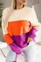 NEW! Color Block Drop Shoulder Knit Sweater