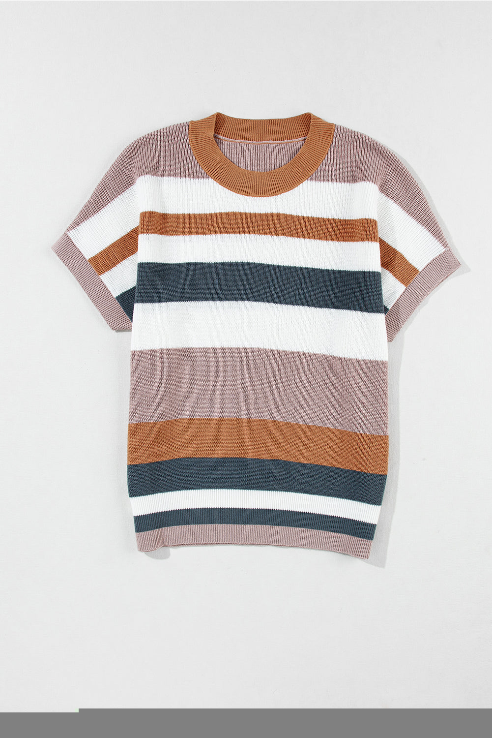 Stripe Knit Crewneck T-Shirt Sweater