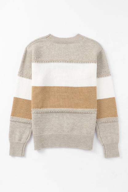 Stripe Mock Neck Pullover Sweater