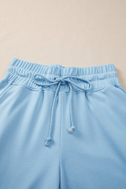 Solid Loose Tee & Wide Leg Pants Set