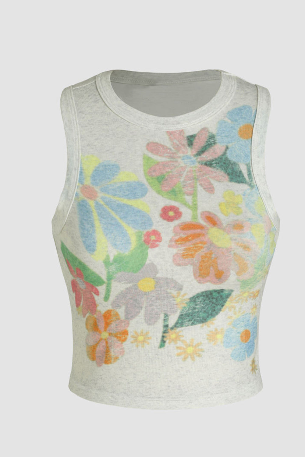 Floral Crewneck Crop Tank Top