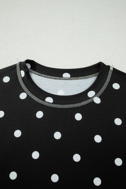Polka Dot Loose Tee & Drawstring Shorts Set