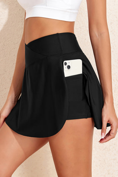 Solid Pocketed Swim Skort