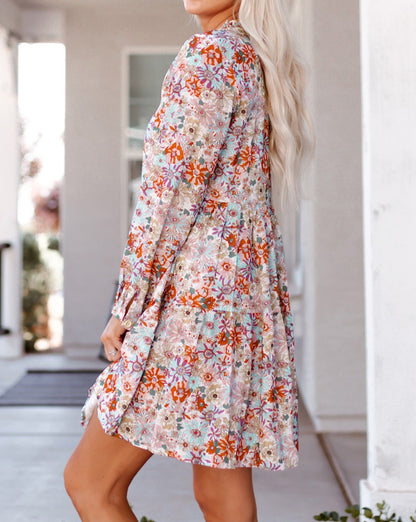 Floral Button Front Shirt Dress