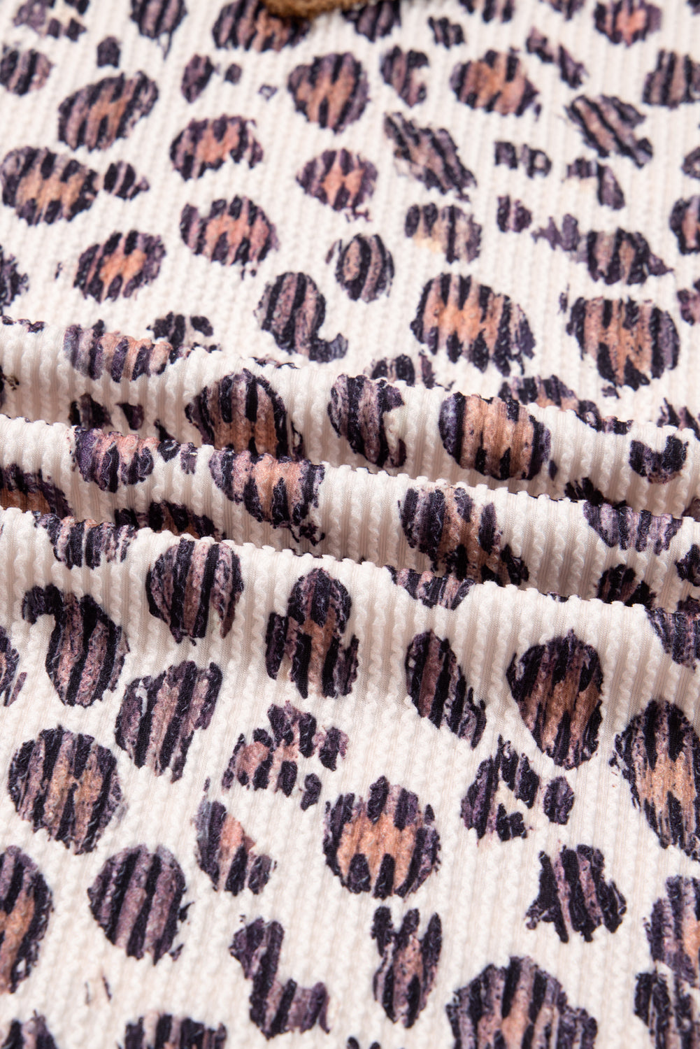 Plus Size Leopard Colorblock Ribbed V-Neck Pullover